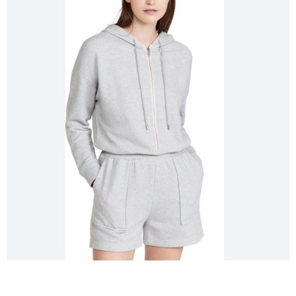 RAILS Women’s Nicola Hooded Romper Sz L Jumpsuit Heather Gray Zip 4”‎ Inseam